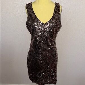 Mixfeer Sequin Sleeveless Dress - Black & Bronze